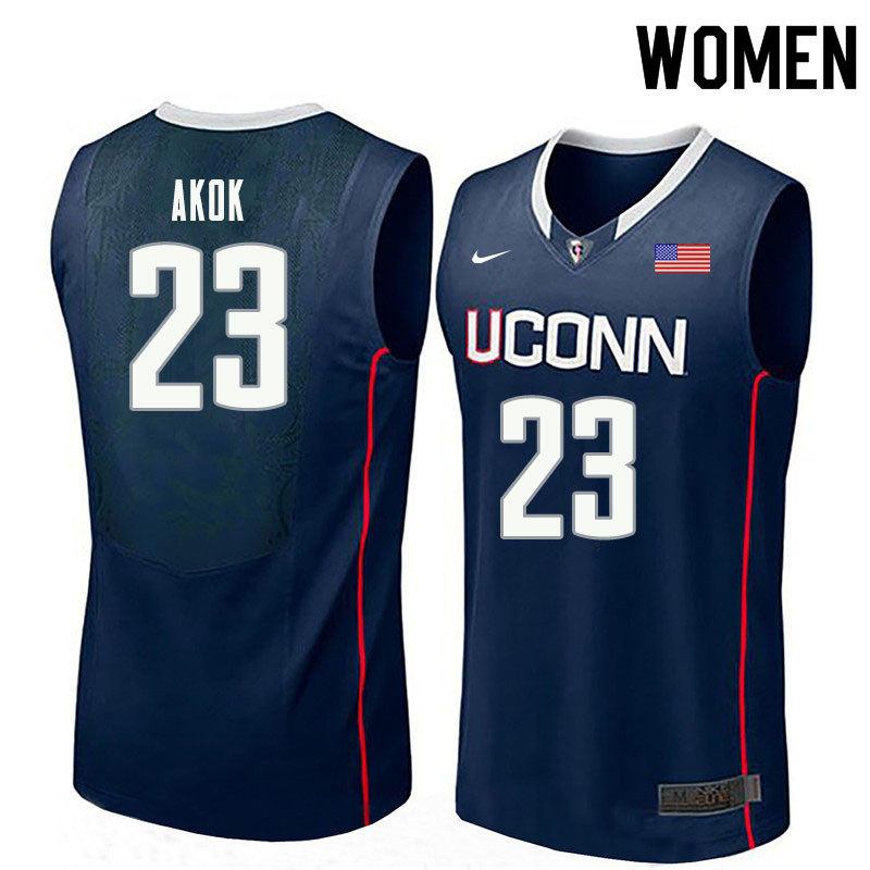 Women #23 Akok Akok Uconn Huskies College Basketball Jerseys Sale-Navy